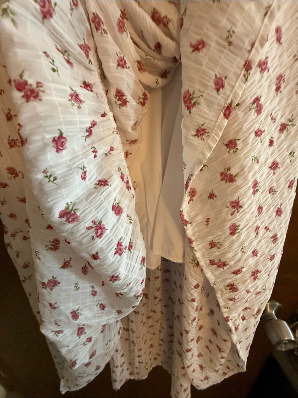 Passport Cream Maxi Skirt with Red Floral Print - Picture 3 of 5
